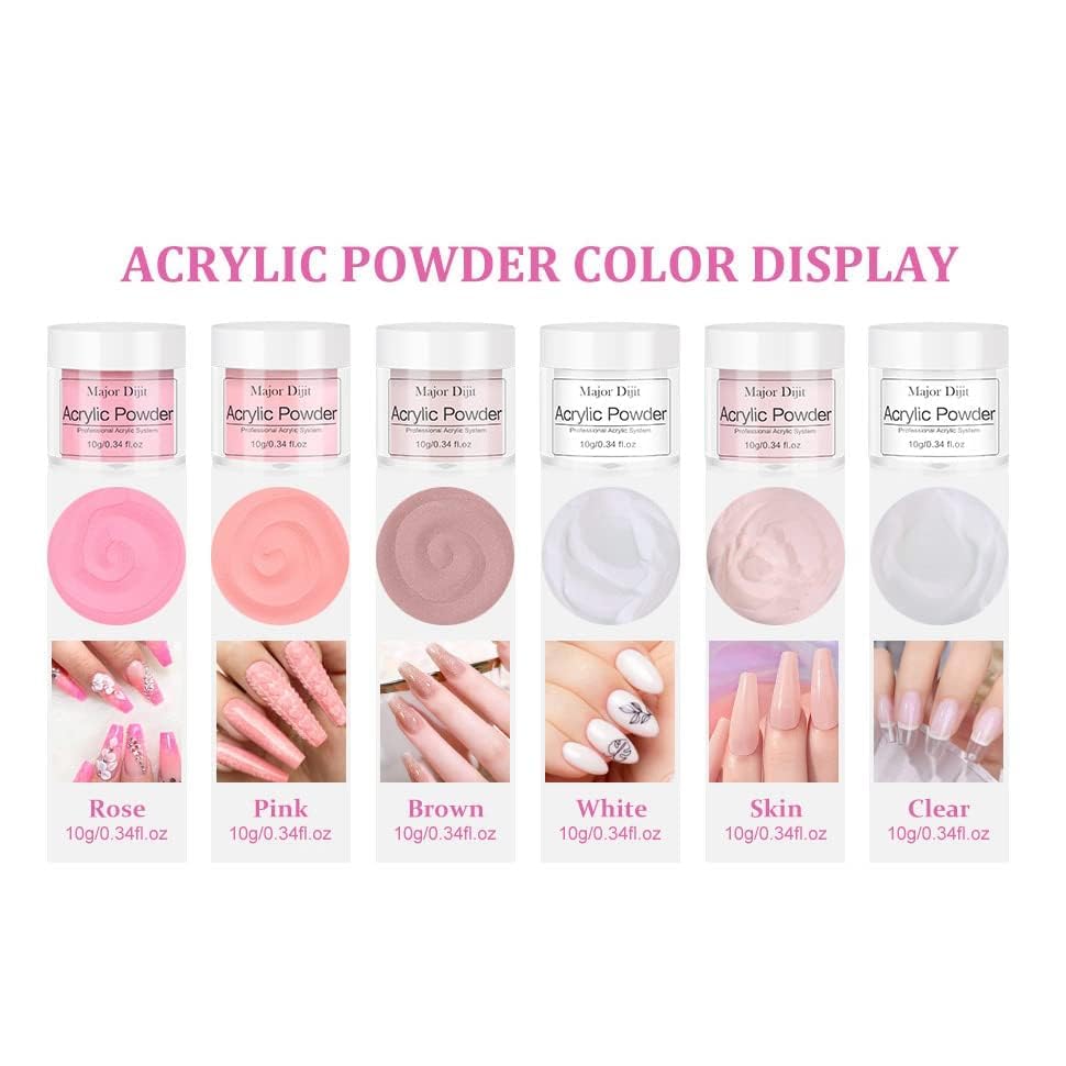 DouborQ Acrylic Nail Kit for Beginners | Drill, Lamp, 6 Powders & 3 Gel Polishes – Home DIY