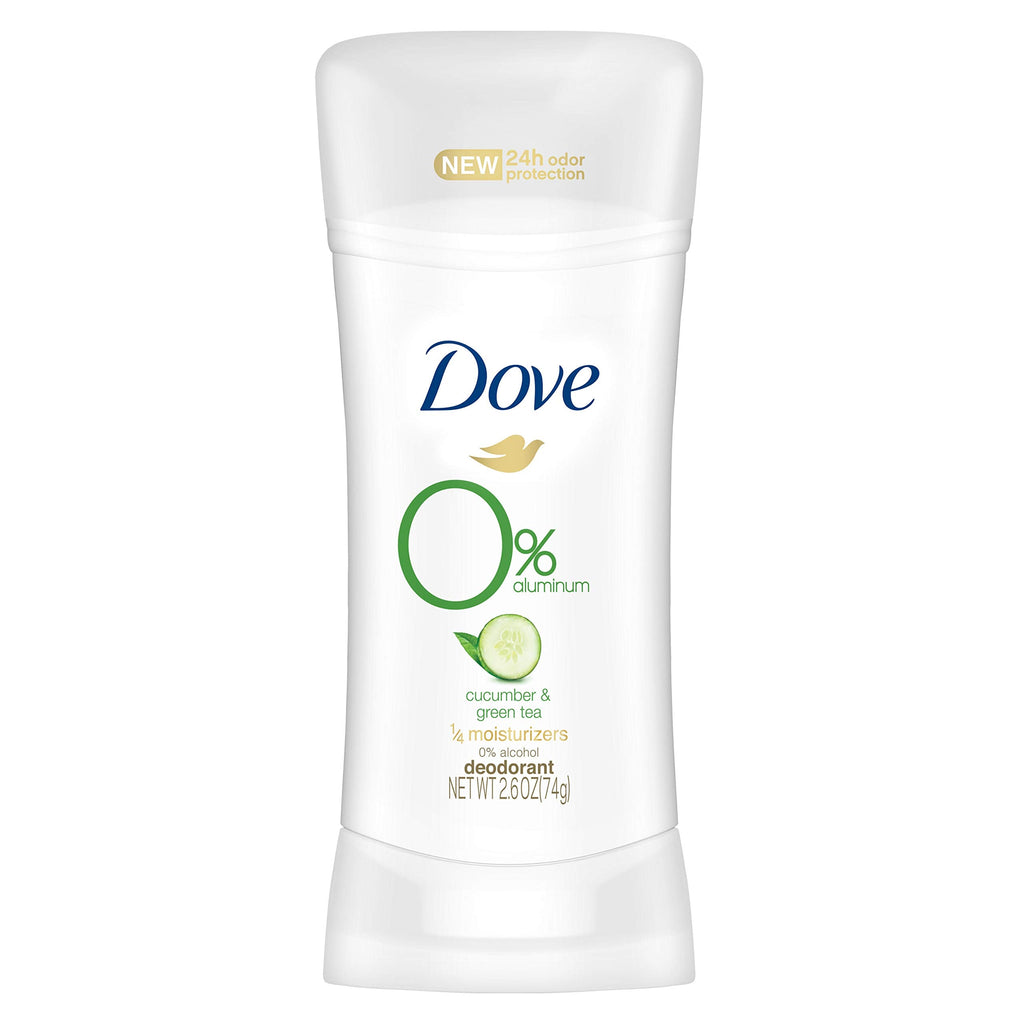 Dove 0% Aluminum Deodorant for Women – Cucumber & Green Tea, 24-Hour Odor Protection, 2.6 oz (Pack of 3)