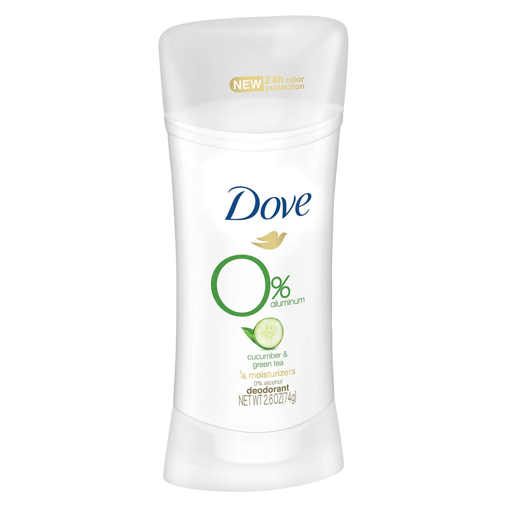 Dove 0% Aluminum Deodorant for Women – Cucumber & Green Tea, 24-Hour Odor Protection, 2.6 oz (Pack of 3)