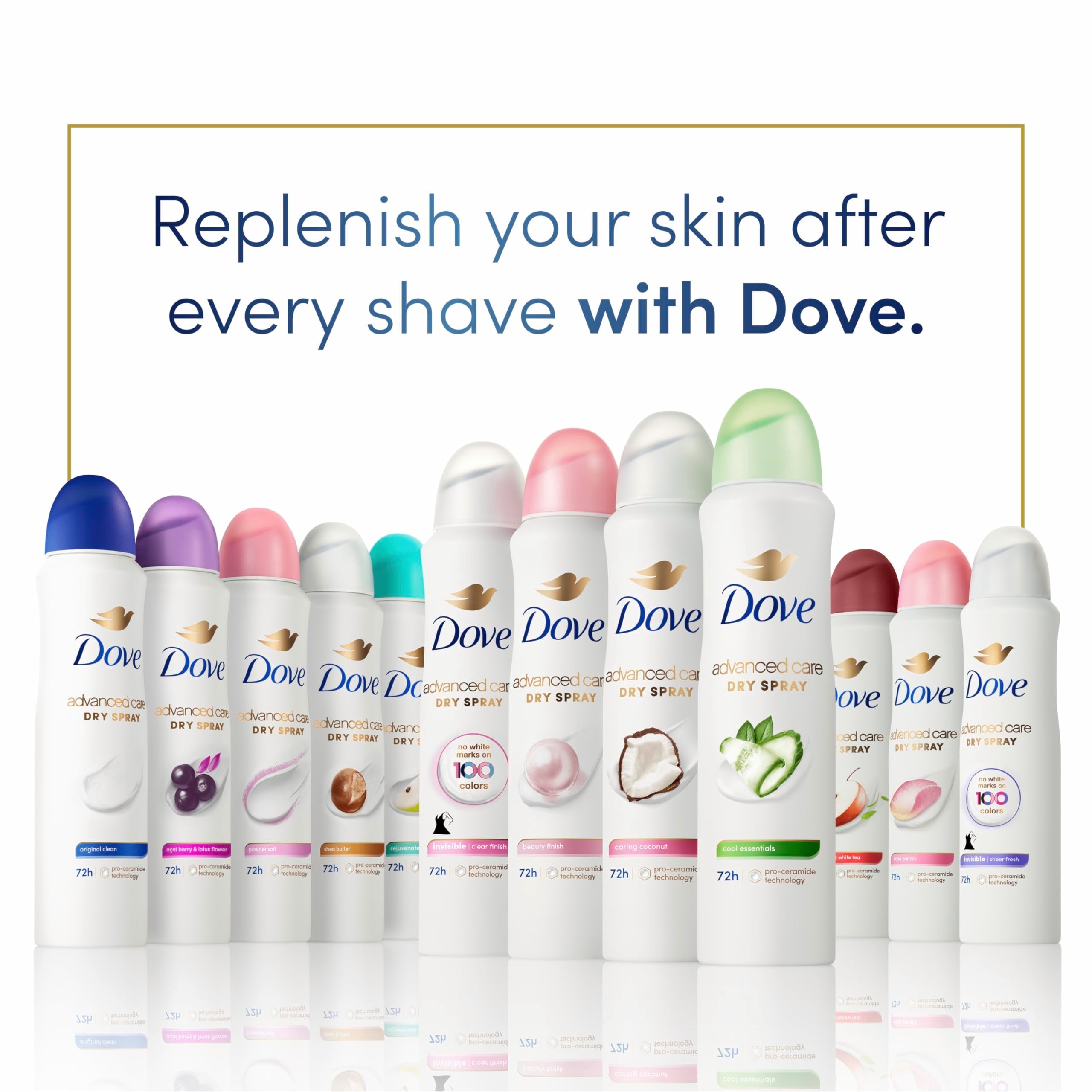 Dove Advanced Care Powder Soft Antiperspirant Deodorant Spray — 72-Hour Protection with Pro Ceramide Technology (3 Count)