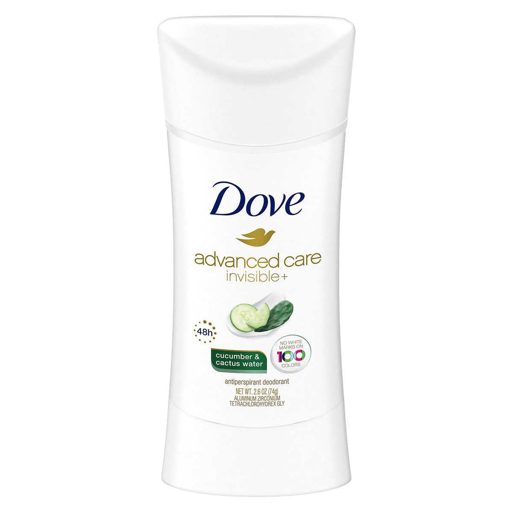 Dove Advanced Care Invisible+ Antiperspirant Stick – Cucumber & Cactus Water | 2.6 oz, 4 ct