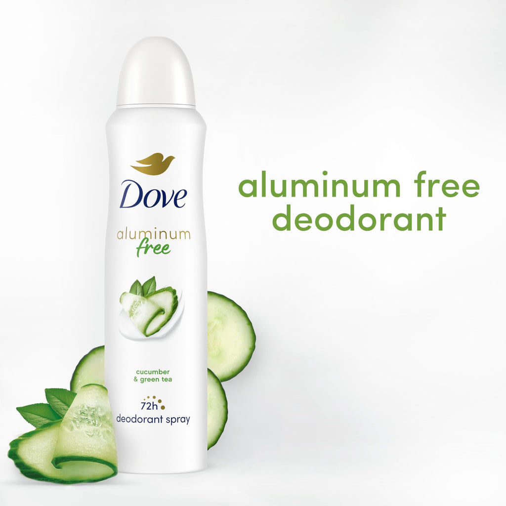Dove Aluminum Free Deodorant Spray for Women – Cucumber & Green Tea, 3 Count, 4 oz
