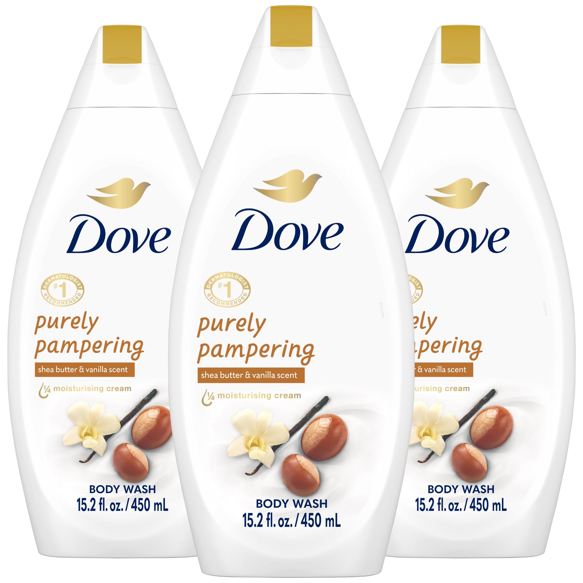 Dove Body Wash 3-Pack – Purely Pampering Shea Butter & Warm Vanilla for Softer, Smoother Skin