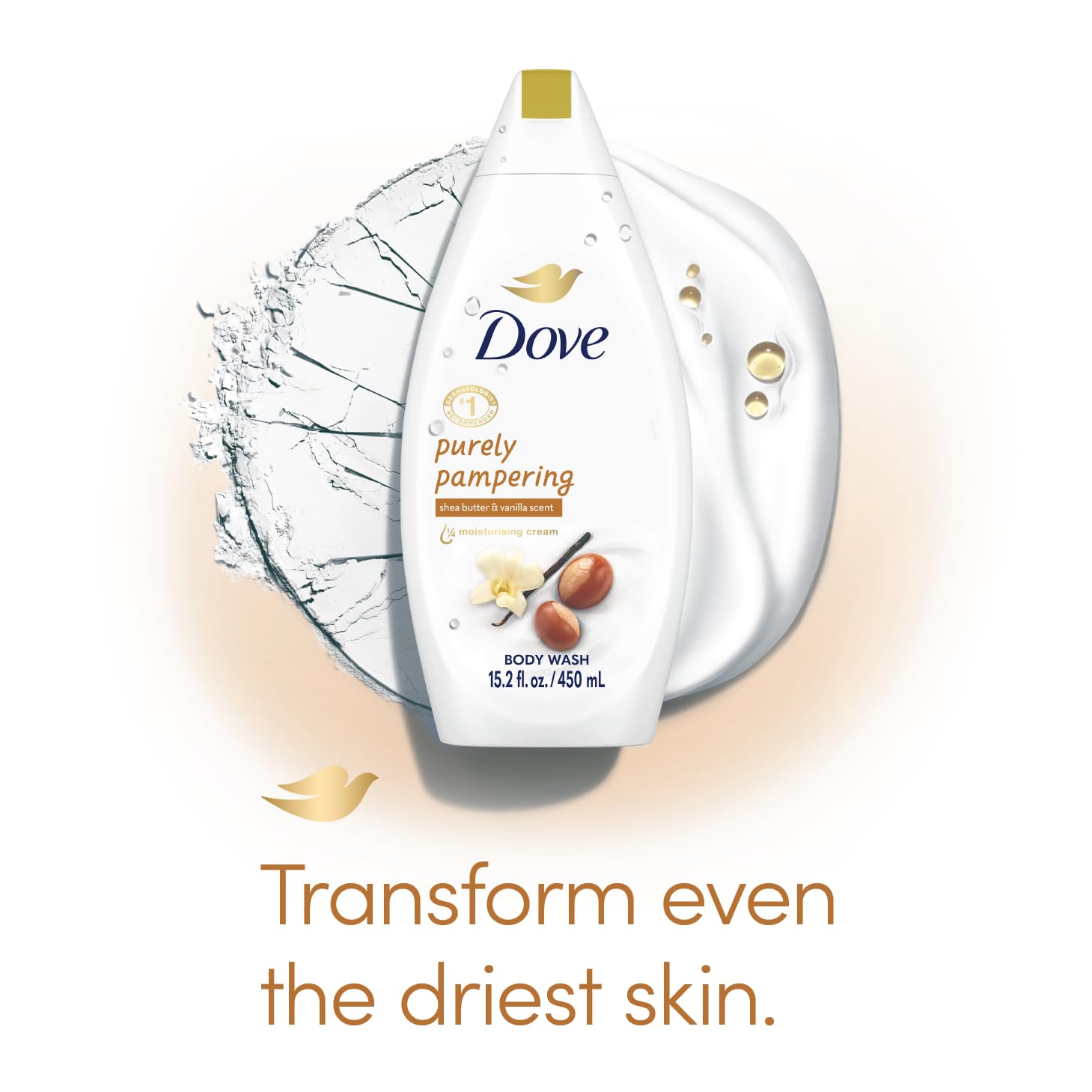 Dove Body Wash 3-Pack – Purely Pampering Shea Butter & Warm Vanilla for Softer, Smoother Skin