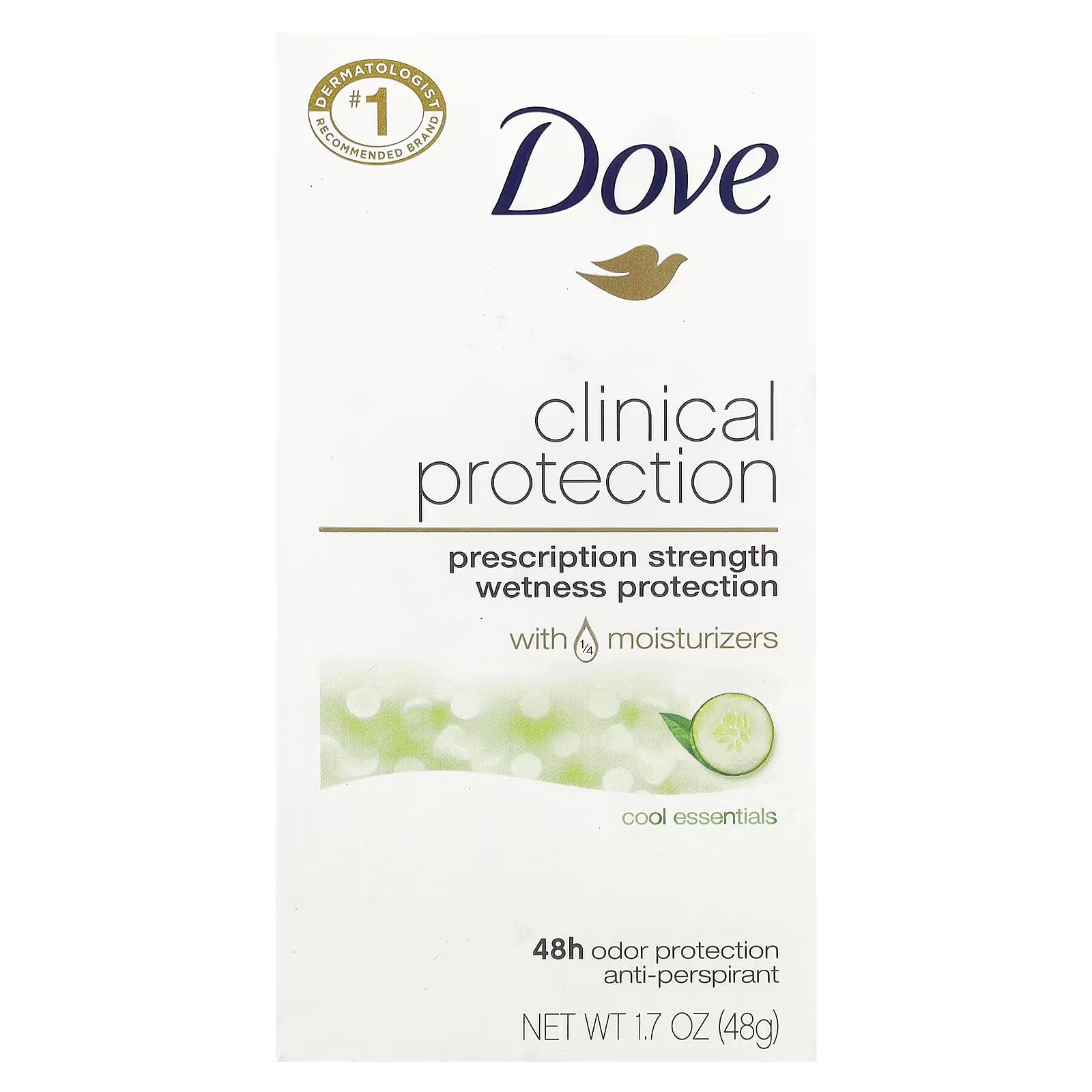 Dove Clinical Protection Anti-Perspirant Deodorant Solid, Cool Essentials, 1.7 oz – Pack of 6