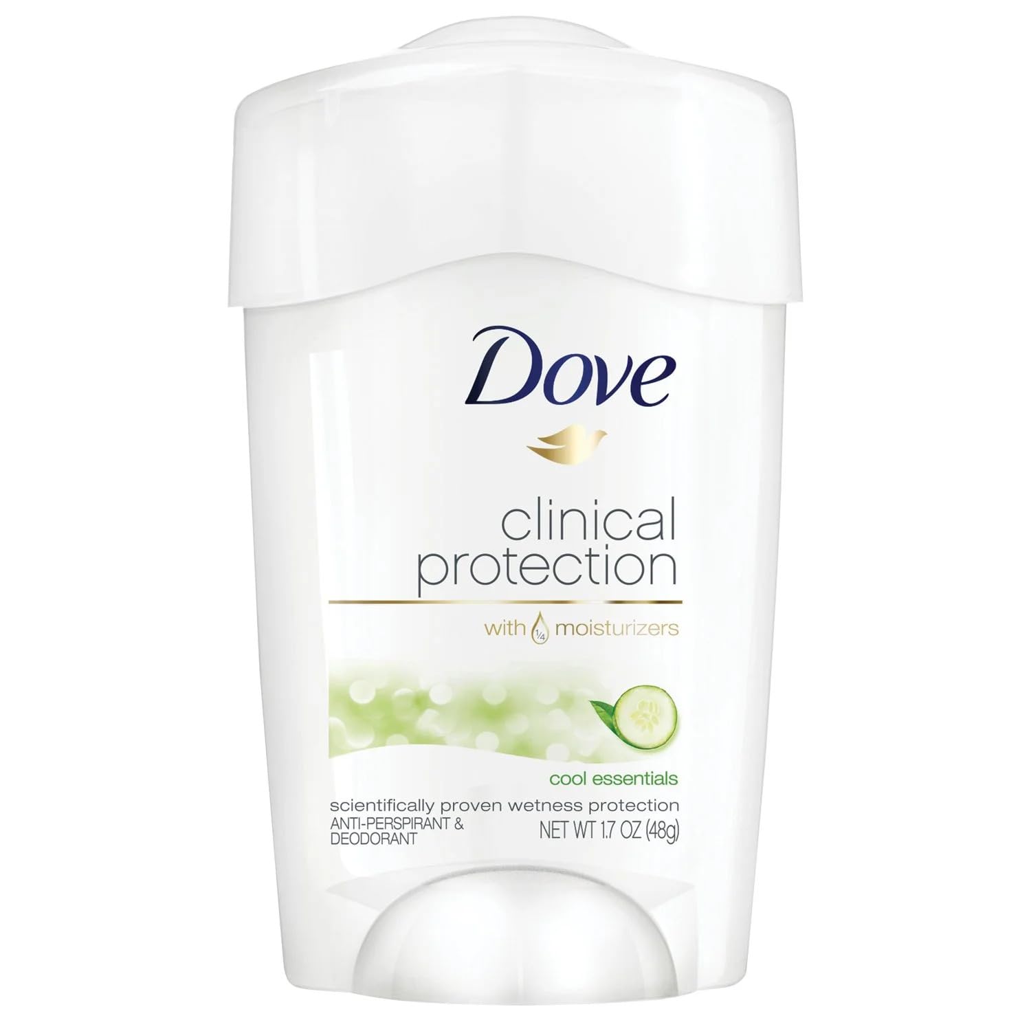 Dove Clinical Protection Anti-Perspirant Deodorant Solid, Cool Essentials, 1.7 oz – Pack of 6