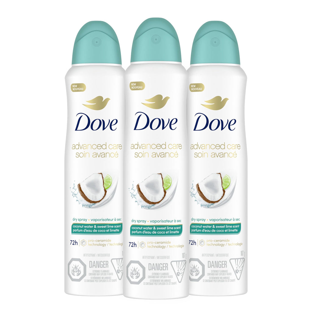 Dove Coconut Water & Lime Dry Spray Antiperspirant – Pro-Ceramide, 3.8 oz (3 ct)