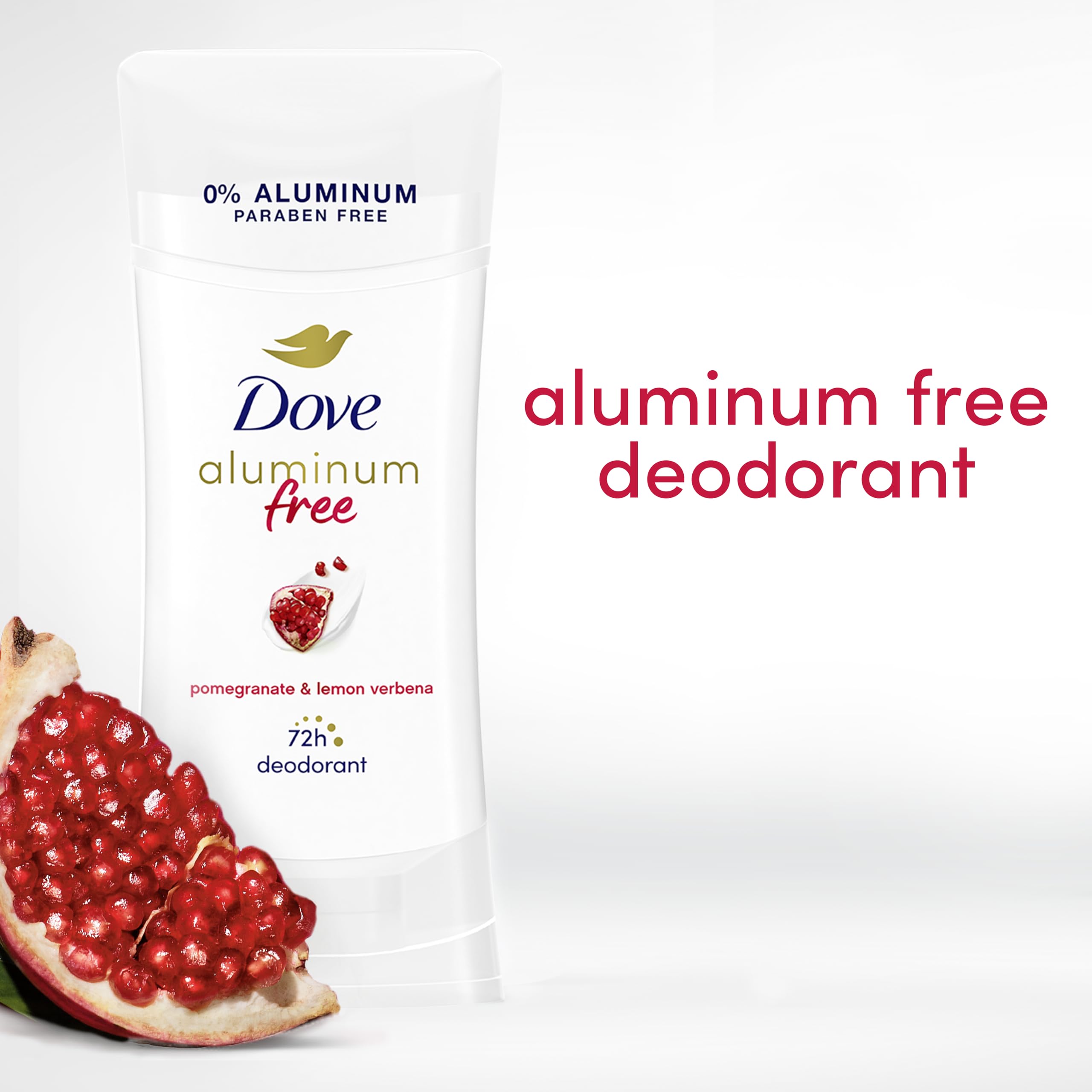 Dove Aluminum Free Deodorant for Women 4 Count Pomegranate and Lemon Verbena 72 hour odor protection 2.6 oz