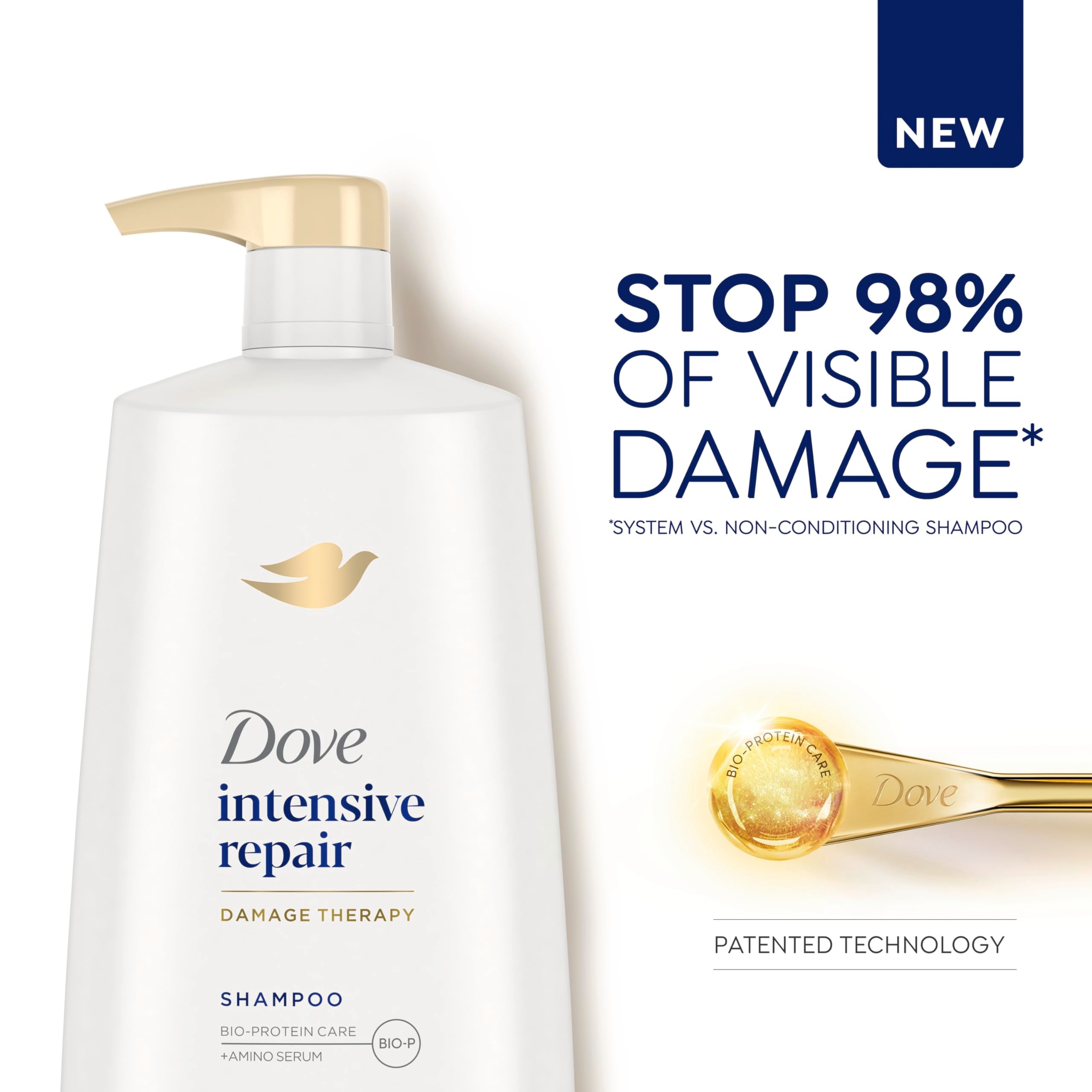 Dove Intensive Repair Shampoo for Damaged Hair | Bio-Restore Complex, 25.4 oz