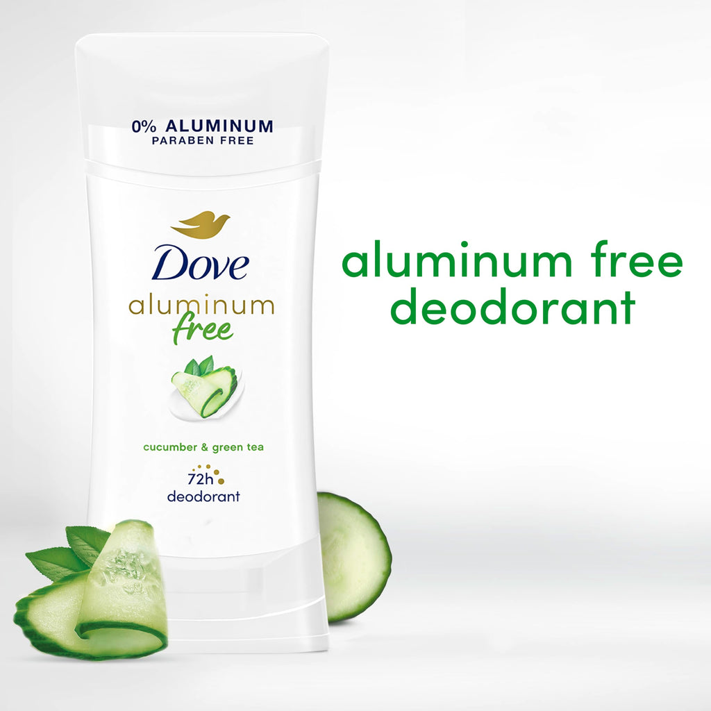 Dove Aluminum Free Deodorant for Women – Cucumber & Green Tea, 4 Count, 2.6 oz Each