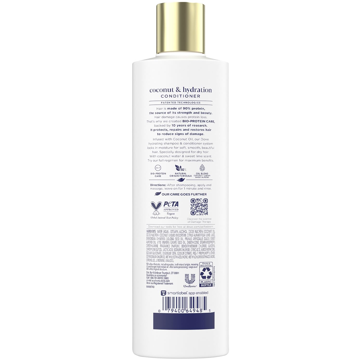 Dove Damage Therapy Conditioner 4-Pack – Coconut & Hydration for 24-Hour Moisture