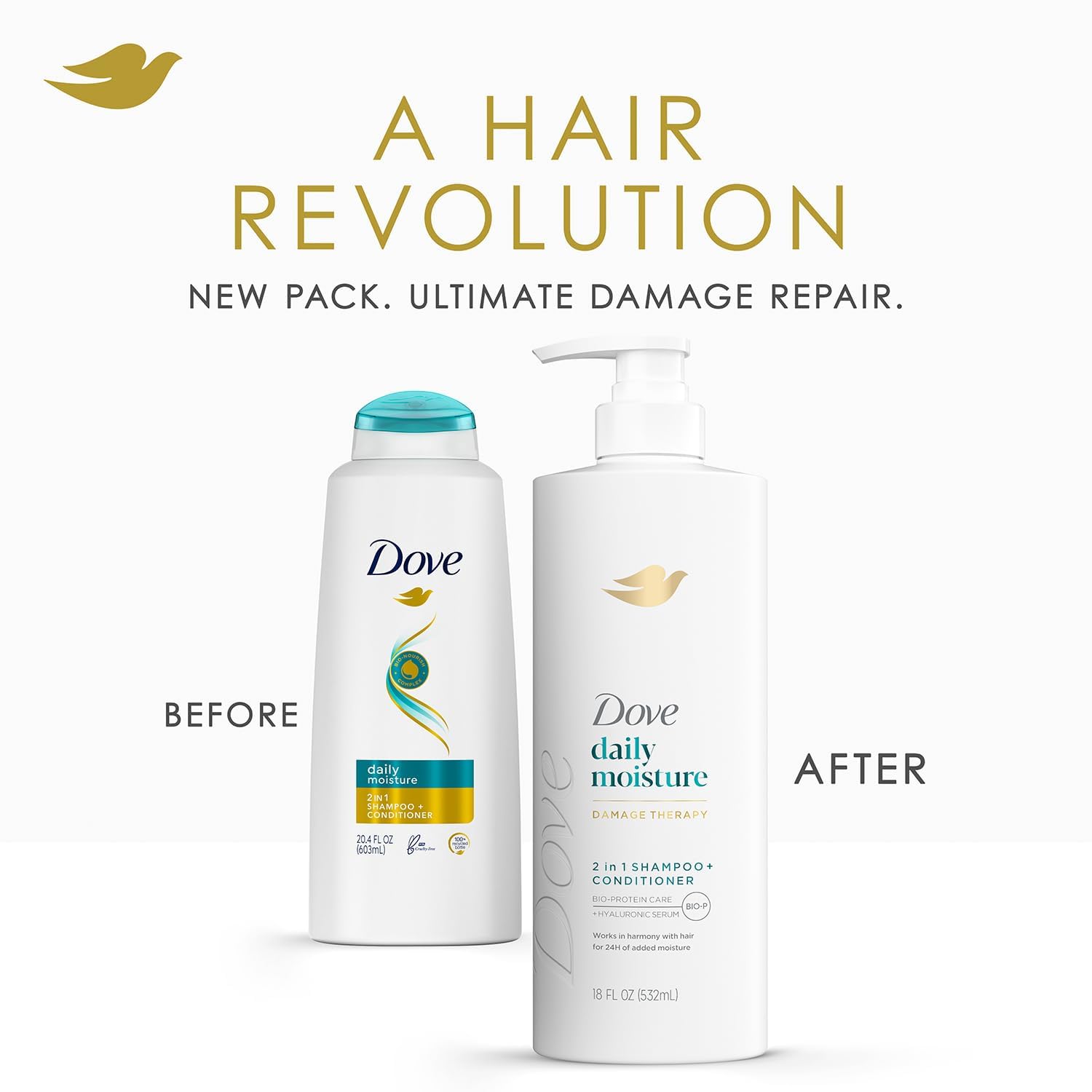Dove 2-in-1 Shampoo & Conditioner Daily Moisture + Deep Moisture Body Wash – Hydrating Hair & Skin Set