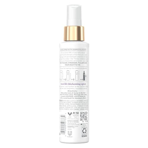Dove Density Boost Root Lift Thickening Spray – Fuller Hair, Scalp Therapy, 0% Sulfates, 5 oz