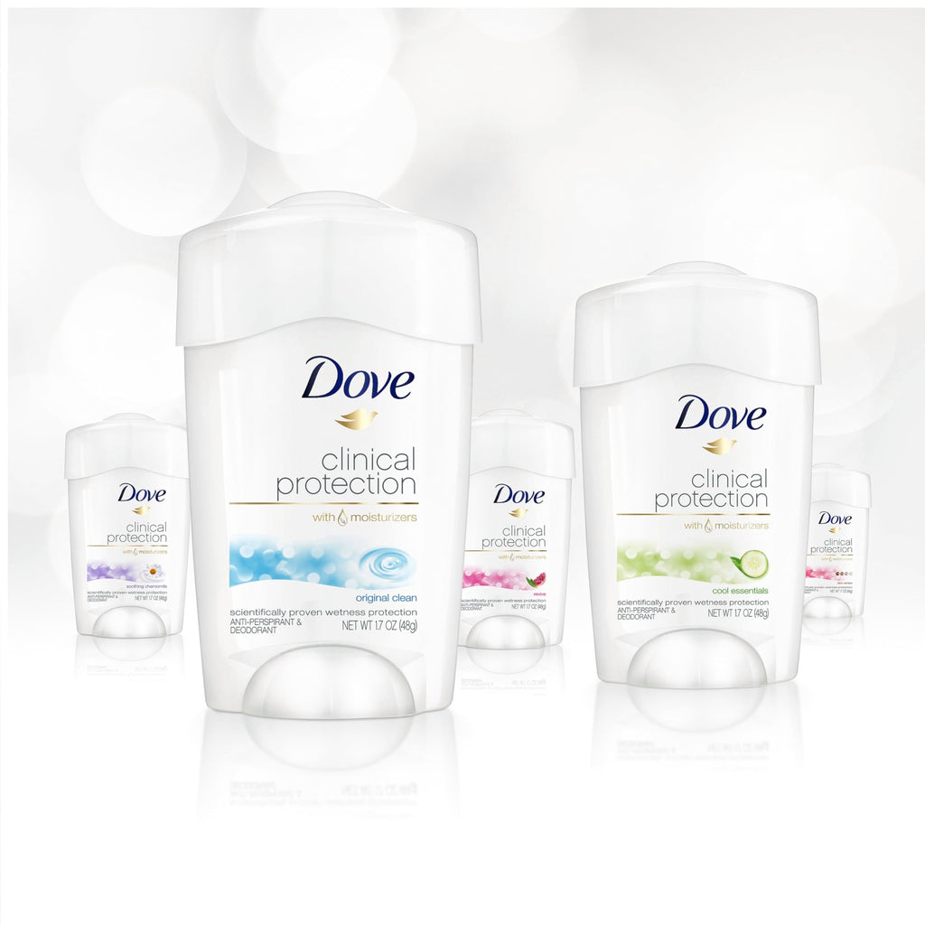 Dove Deodorant Clinial Protection for Women — 3-Stick Variety Pack (1.7 oz each, 48-Hour Odor Protection, Moisturizing for Sensitive Skin)