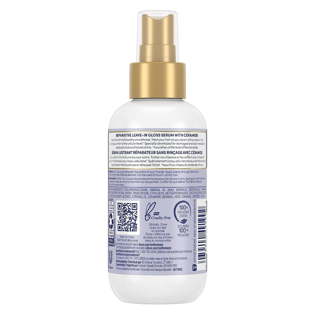 Dove Hair Therapy Brilliant Gloss & Repair with Ceramide – Shine & Repair Leave-In Serum, 2 x 5.5 fl oz