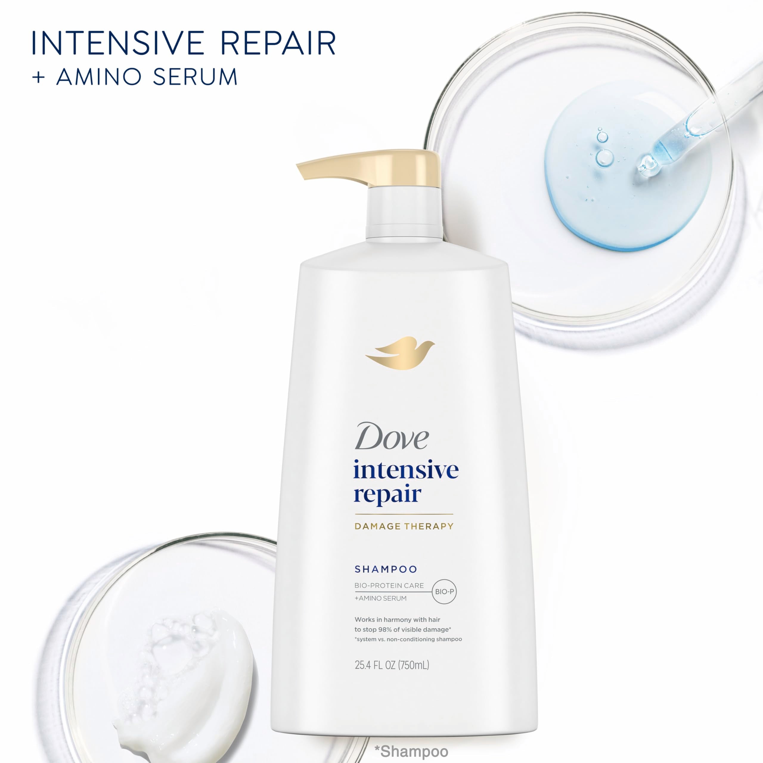 Dove Intensive Repair Shampoo for Damaged Hair | Bio-Restore Complex, 25.4 oz