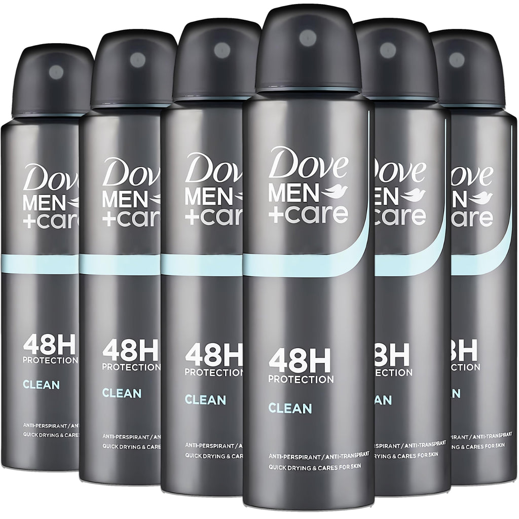 Dove Men+Care Classic Antiperspirant Spray – 6-Pack, 48-Hour Sweat & Odor Protection