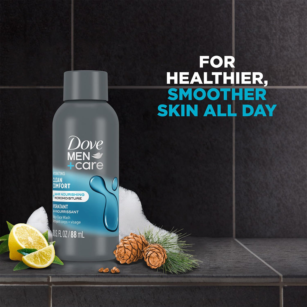 Dove Men+Care Clean Comfort Body & Face Wash 6-Pack – Hydrating Shower Gel for Healthy, Smooth Skin