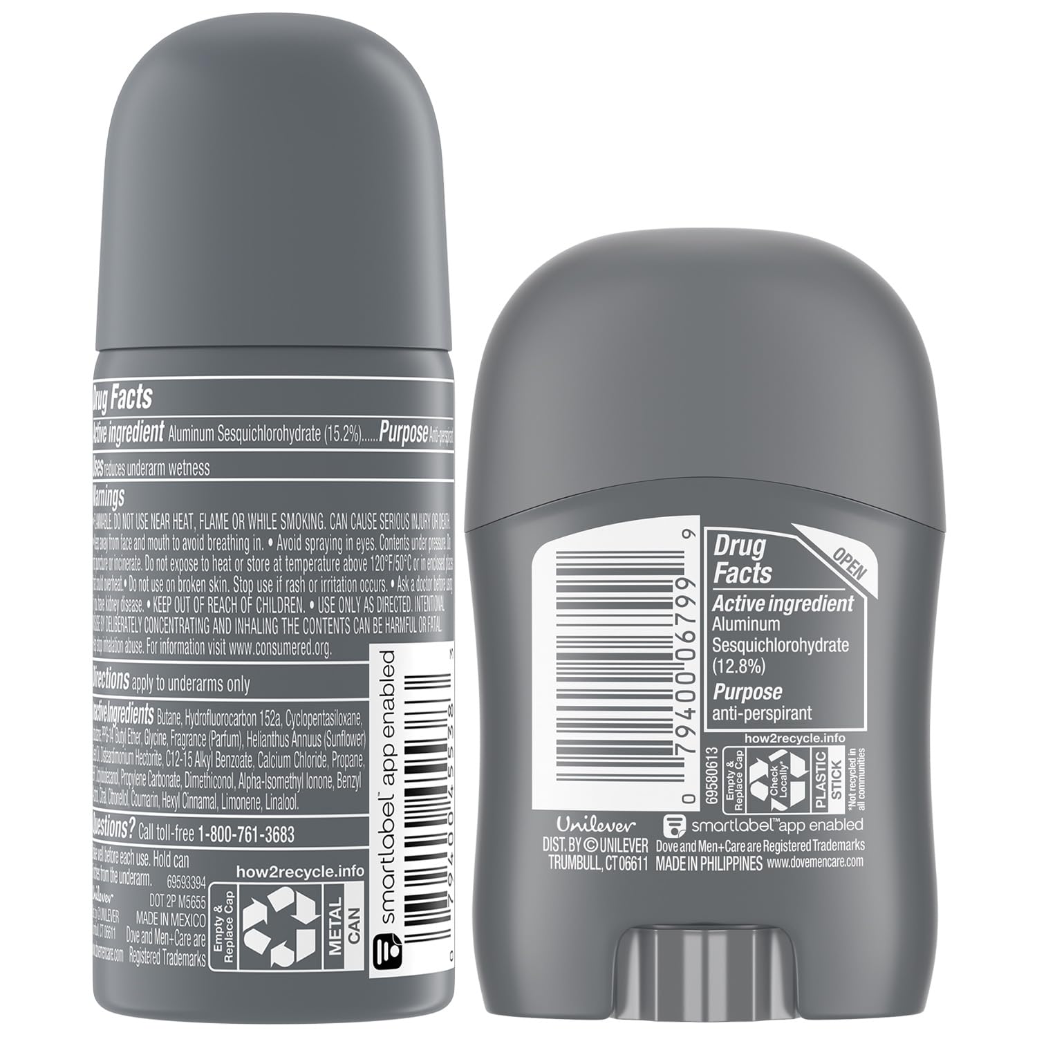 Dove Men+Care Clean Comfort Travel Antiperspirant Set – 72H Protection (4 Piece)
