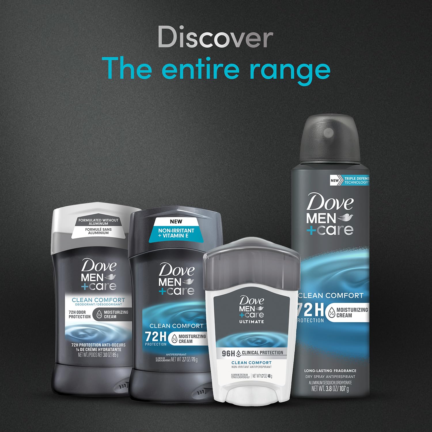 Dove Men+Care Deodorant 96H Clinical Protection Antiperspirant – Clean Comfort 3-Pack (1.7 oz Each)