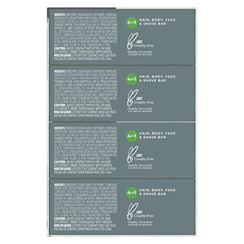 DOVE MEN + CARE Plant-Powered Reinvigorating Bar – Lime & Avocado Oil, 4-in-1 Hydrating Cleanser (5 oz x4)