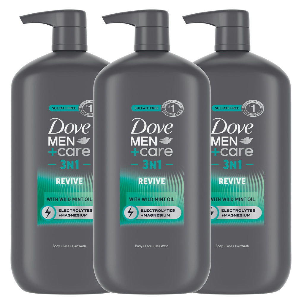 Dove Men+Care Revive 3N1 Body and Face Wash with Wild Mint Oil – 30 oz (3 Count)