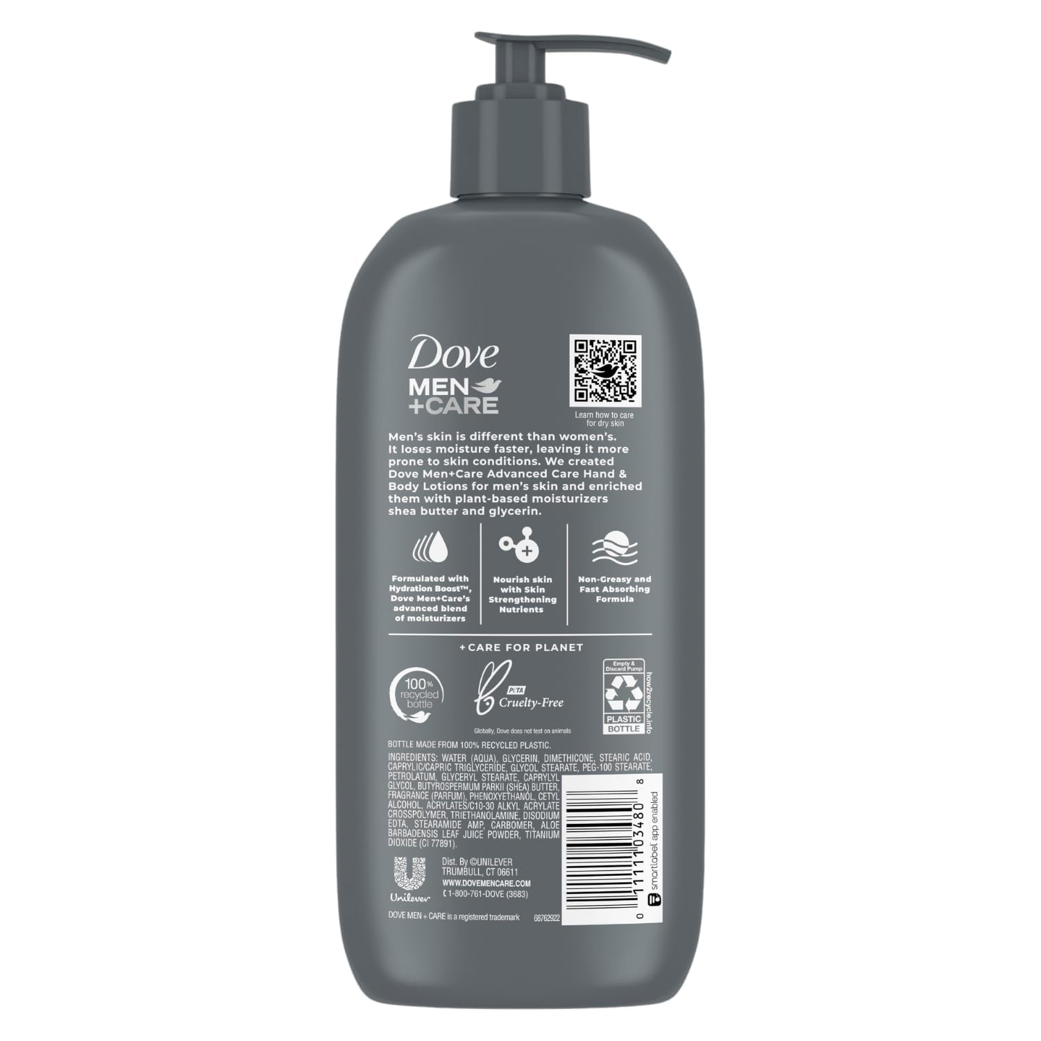 Dove Men+Care Hand & Body Lotion Value Pack – Sensitive Skin Calming Formula with Shea Butter & Aloe, 2 x 13.5 fl oz