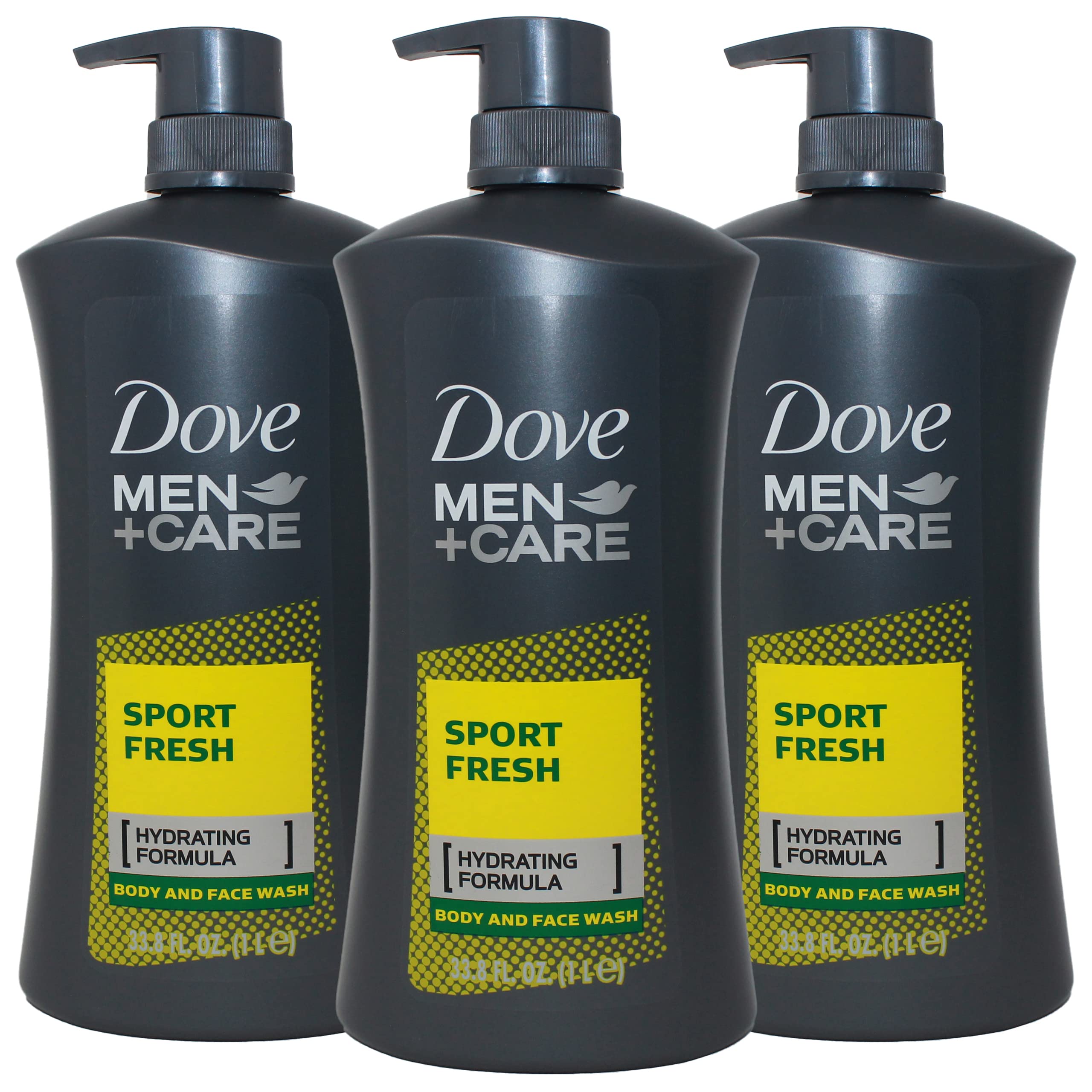 Dove Men+Care Sport Fresh Body Wash for Men – Hydrating Formula, 33.8 oz Pump Bottle (Pack of 3)