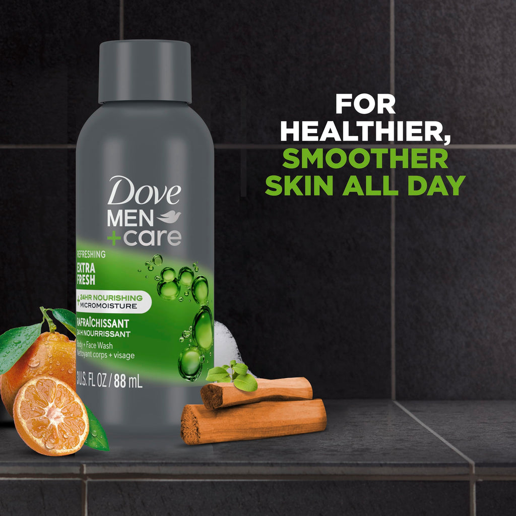 Dove Men+Care Dry Spray Antiperspirant 2-Pack + Travel Body Wash – 72H Protection, Extra Fresh Scent