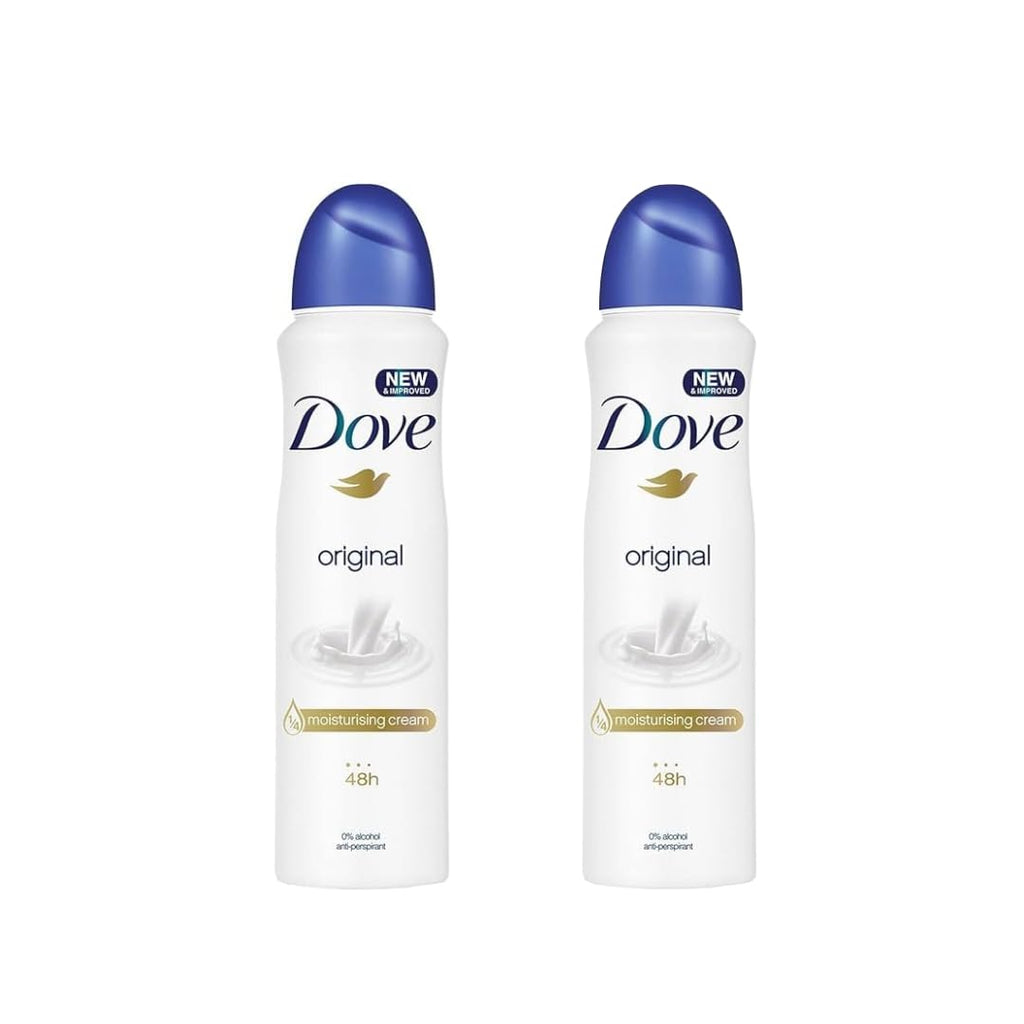 Dove Original 48h Antiperspirant Spray – 2 Pack, 250ml Each, 0% Alcohol