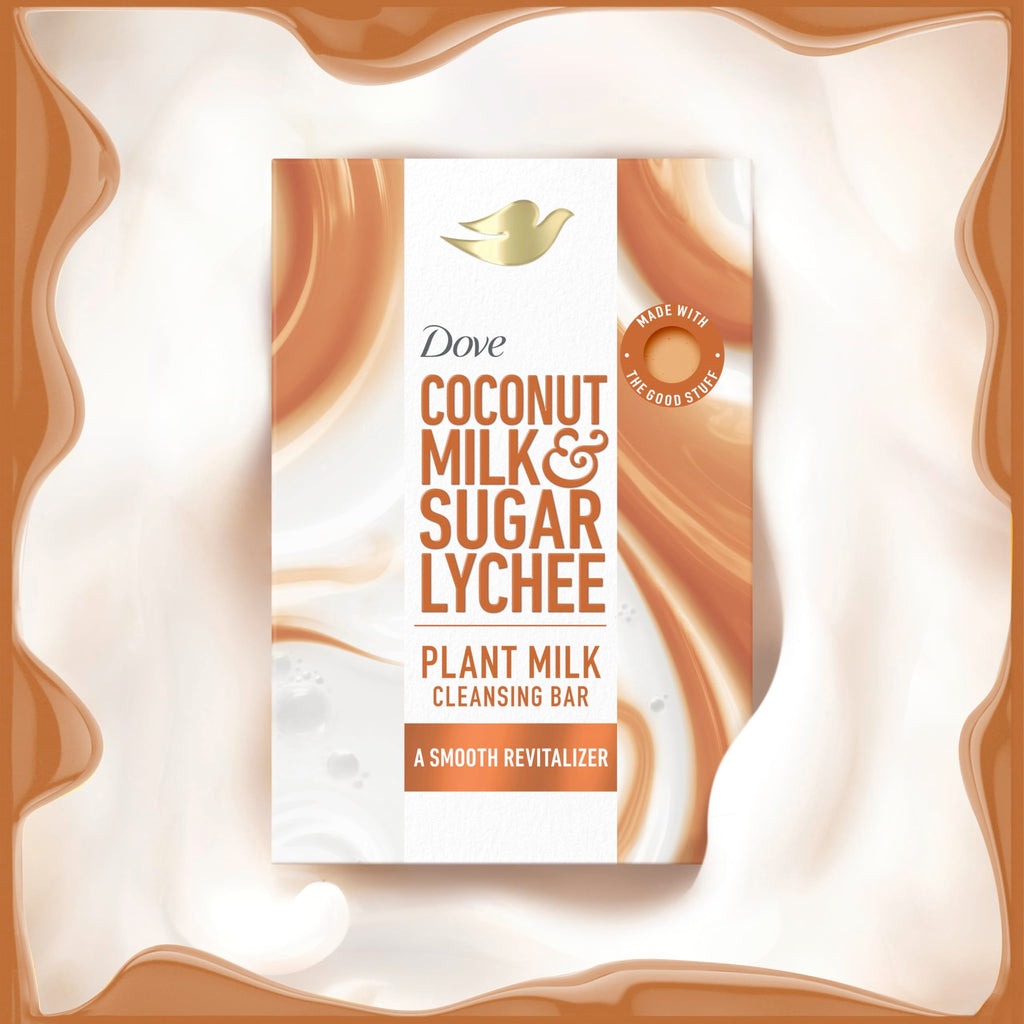 Dove Plant Milk Cleansing Bar – Coconut Milk & Lychee, 4 Count, 5 oz