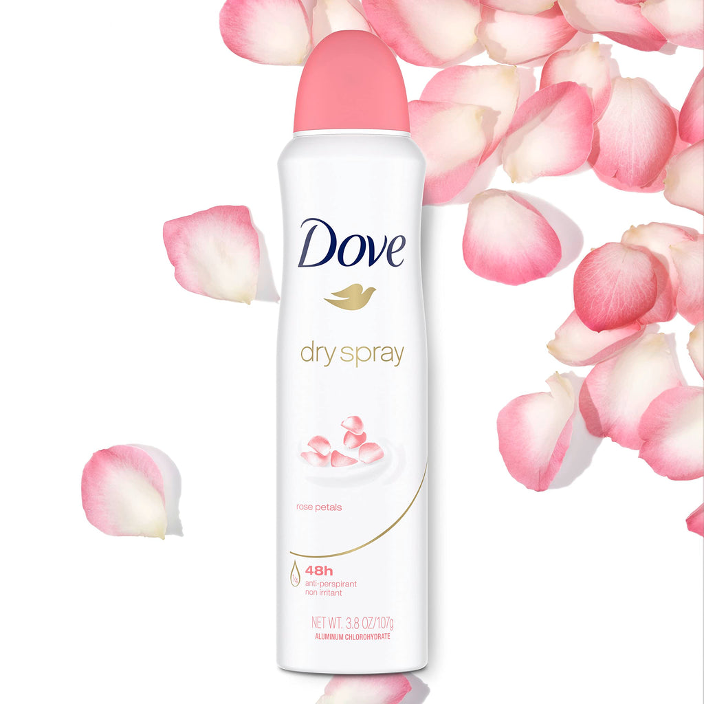 Dove Rose Petals Dry Spray Antiperspirant Deodorant – 3.8 oz (3 Count)