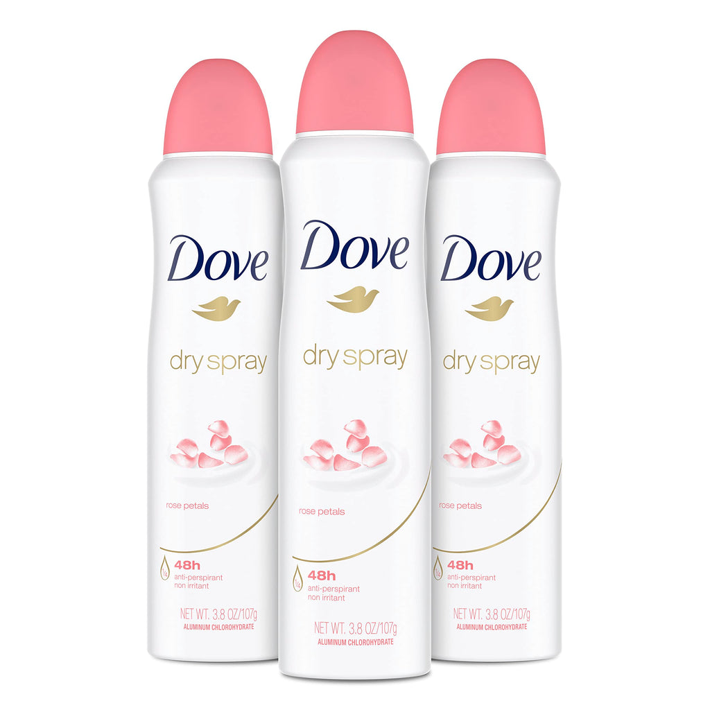 Dove Rose Petals Dry Spray Antiperspirant Deodorant – 3.8 oz (3 Count)