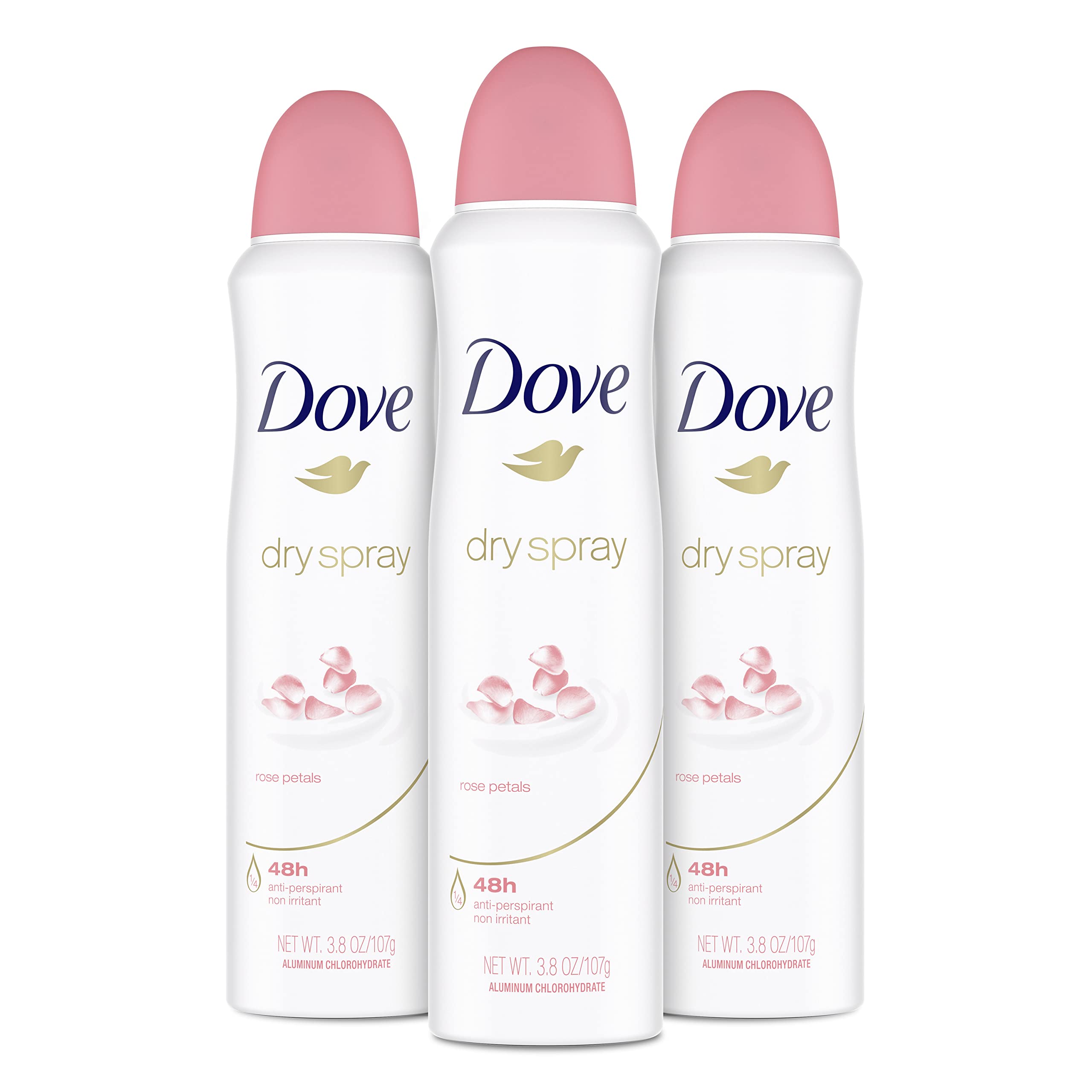 Dove Rose Petals Dry Spray Antiperspirant Deodorant – 3.8 oz (3 Count)