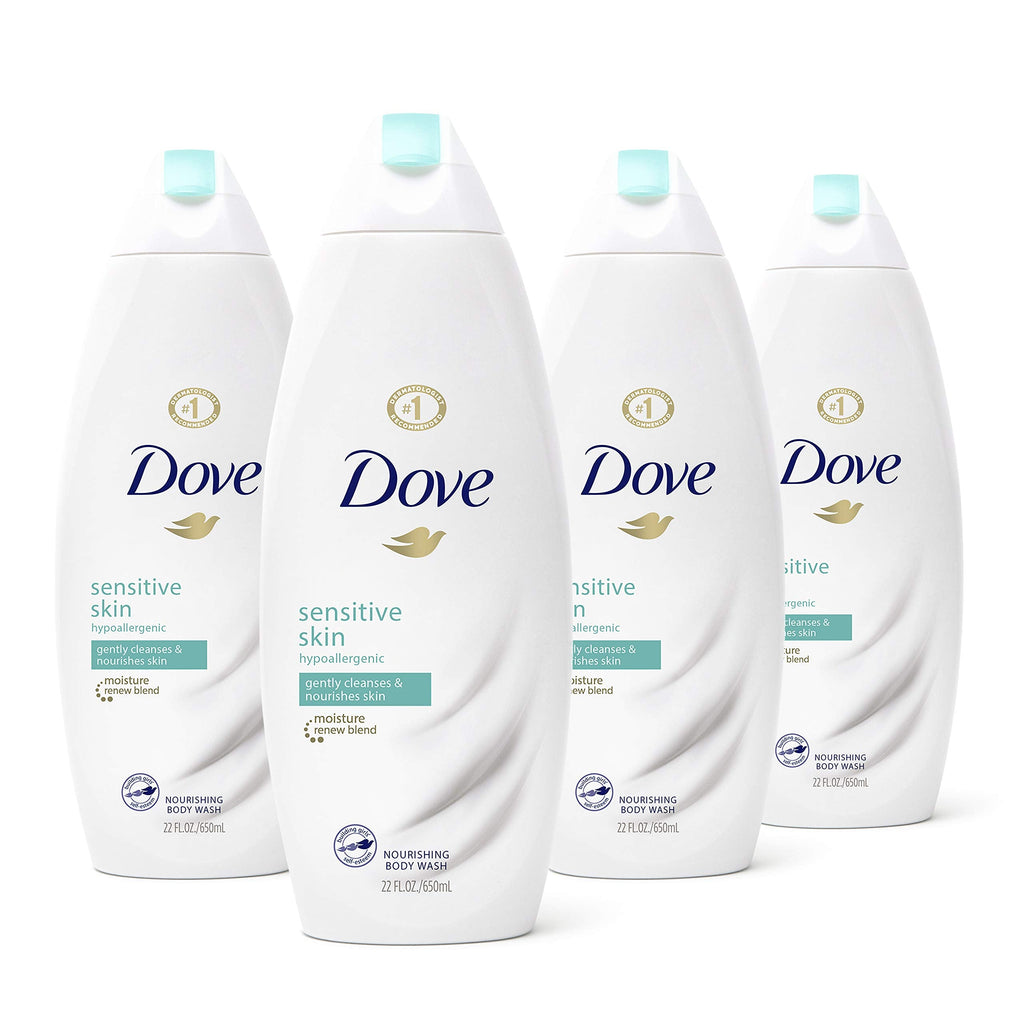 Dove Sulfate-Free Hypoallergenic Body Wash for Sensitive Skin — 22 oz (Pack of 4)