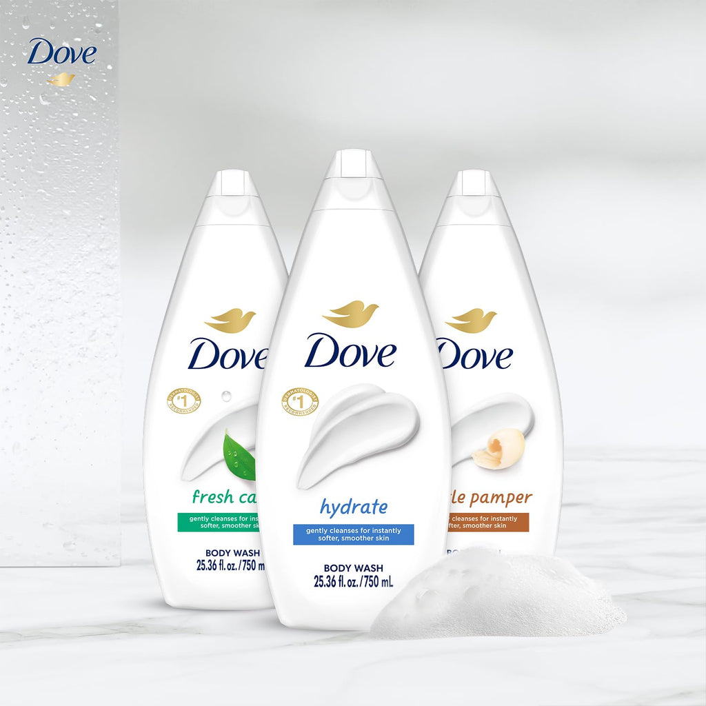 Dove Body Wash Value-Size 3-Pack – Hydrate, Fresh Care & Gentle Pamper, 25.36 oz Each
