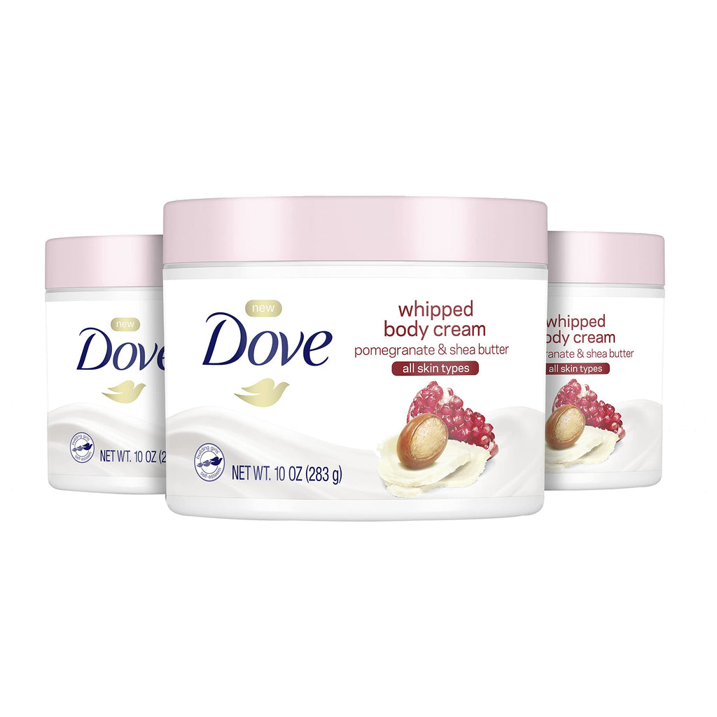 Dove Whipped Body Cream Dry Skin Moisturizer – Pomegranate & Shea Butter, 3-Pack, 10 oz
