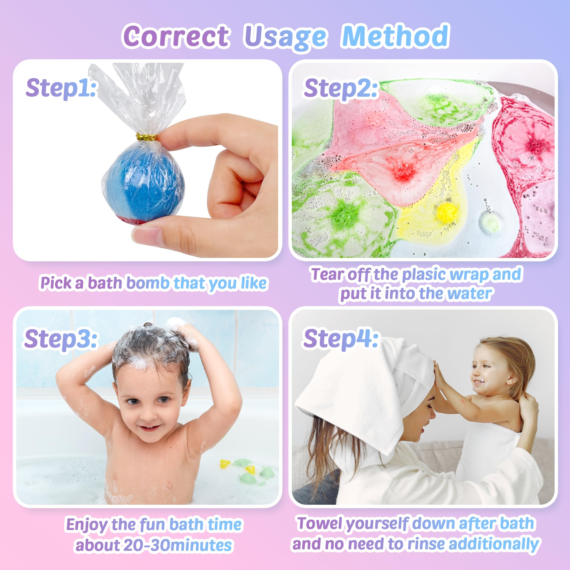 DOVIPE Kids Bath Bombs Gift Set – 12 pcs with Glow-in-the-Dark Toy Inside