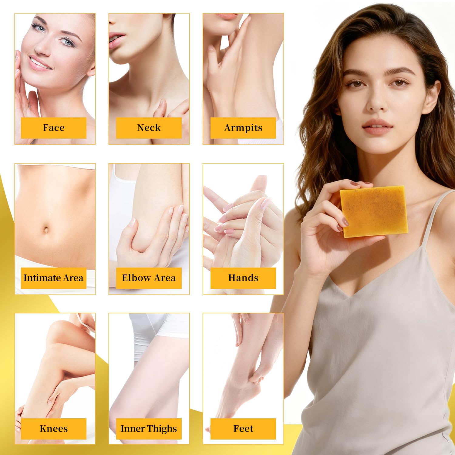 DOXOLATO Lemon Turmeric Soap Bars for Face & Body – 4 Bars + Net Sponge
