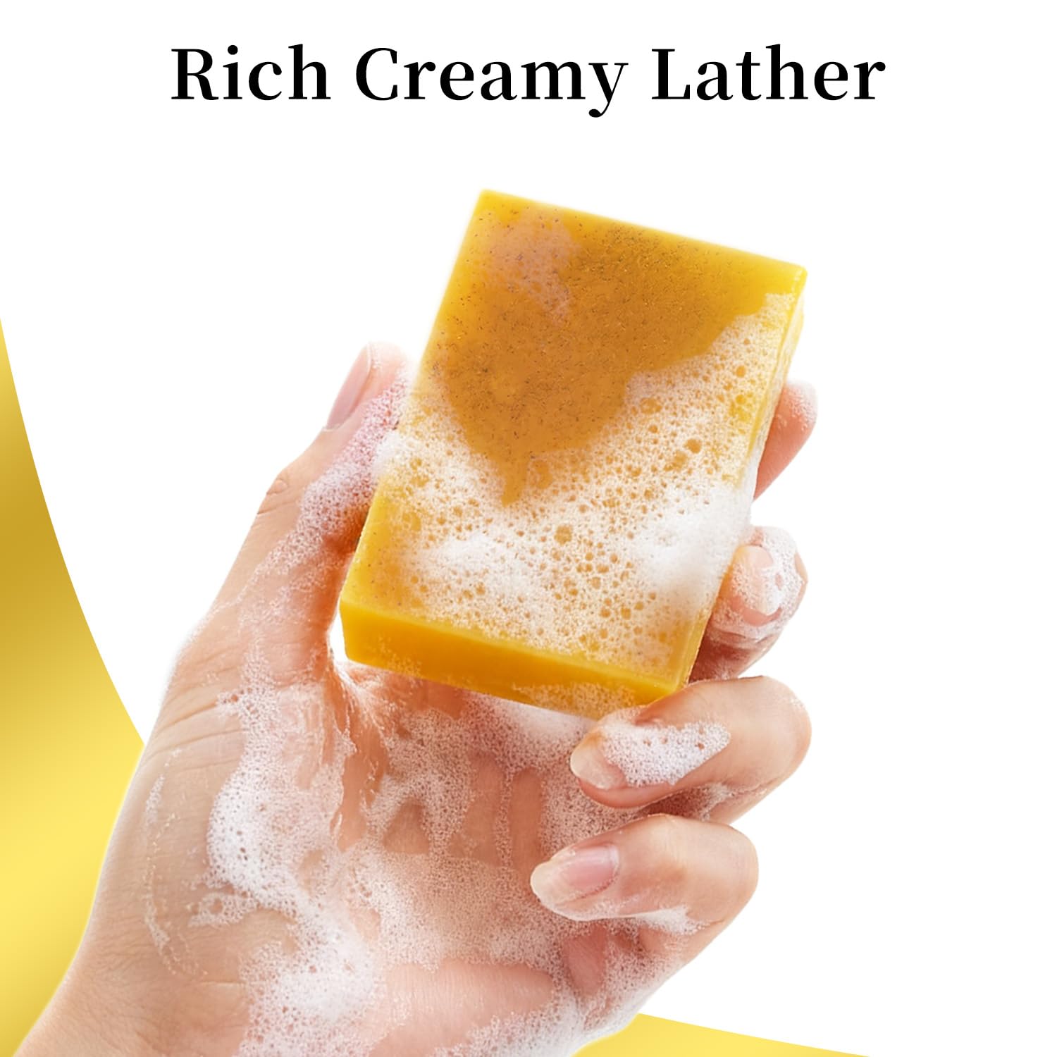 DOXOLATO Lemon Turmeric Soap Bars for Face & Body – 4 Bars + Net Sponge