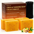 DOXOLATO Lemon Turmeric Soap Bars for Face & Body – 4 Bars + Net Sponge