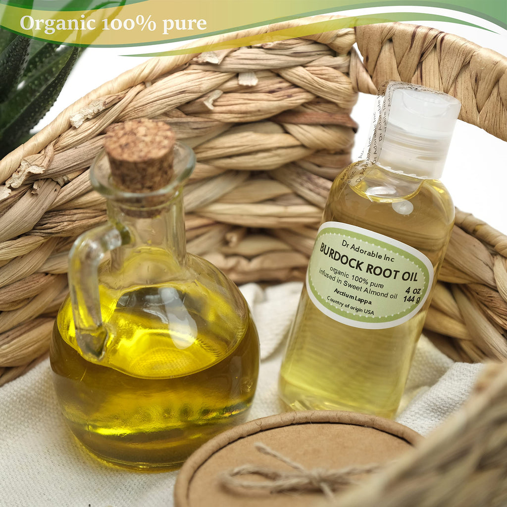 Dr Adorable Burdock Root Oil 4 oz – Pure Organic Infused Oil for Skin, Hair & Nails