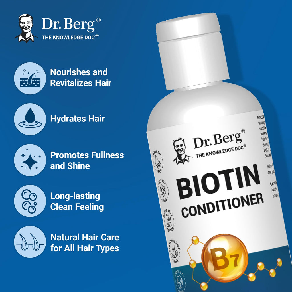 Dr. Berg Biotin Conditioner for Men & Women – Paraben/Sulfate/Silicone-Free with Biotin & Botanicals | 8 fl oz