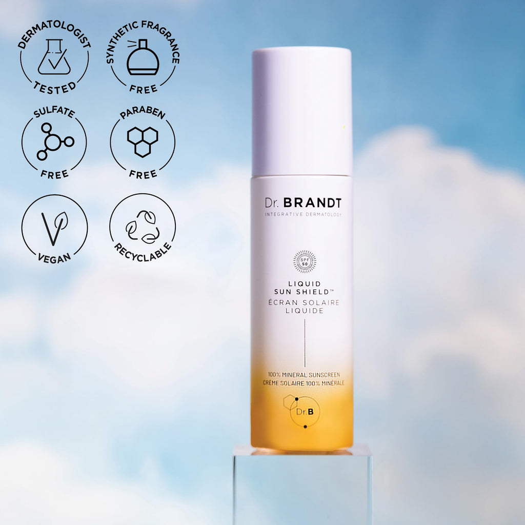 Dr. Brandt Bright This Way Liquid Sun Shield SPF 50 — 100% Mineral, Invisible Finish, 2 × 1.7 oz