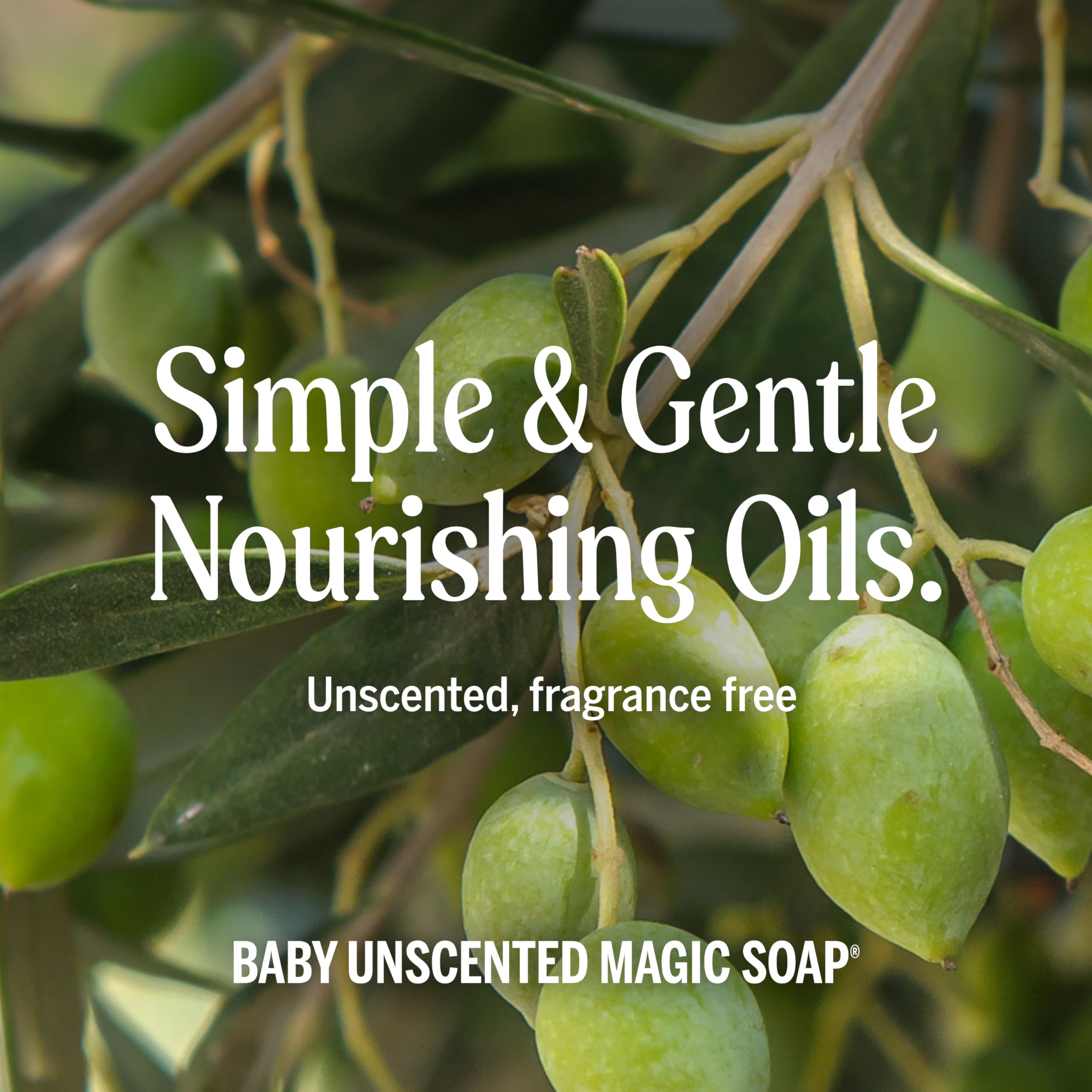 Dr. Bronner's Pure-Castile Magic Liquid Soap – Unscented, 32oz, Regenerative Organic Oils, 18-in-1 Uses
