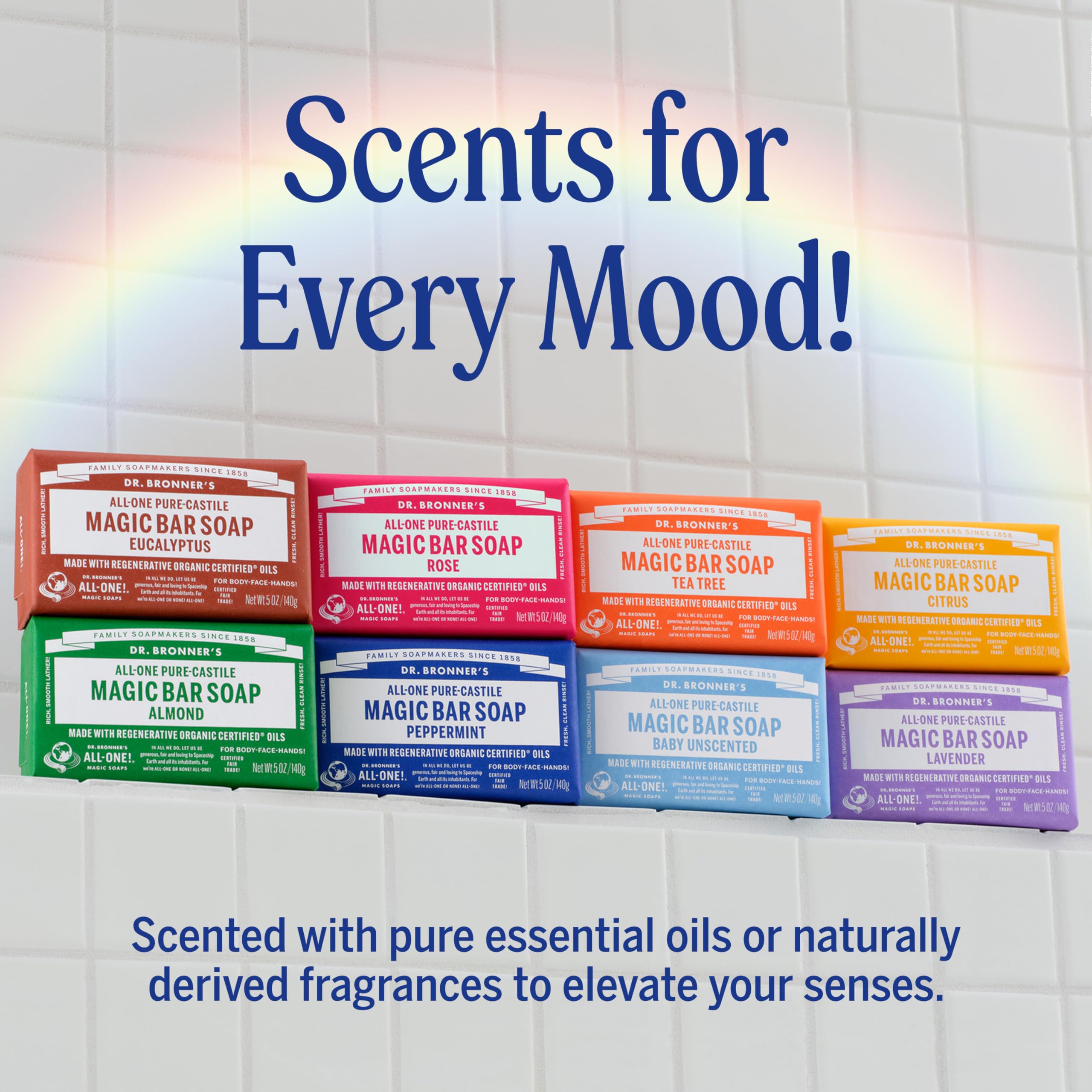 Dr. Bronner's Pure-Castile Magic Bar Soap – Eucalyptus, 5oz, 12-Pack | Vegan, Cruelty-Free, Non-GMO