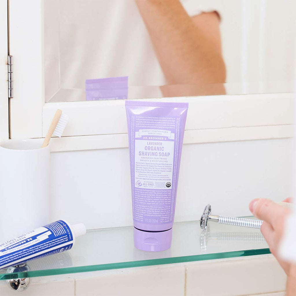 Dr. Bronner's Organic Shaving Soap (7 oz, 3-Count) Lavender, Baby Unscented & Peppermint