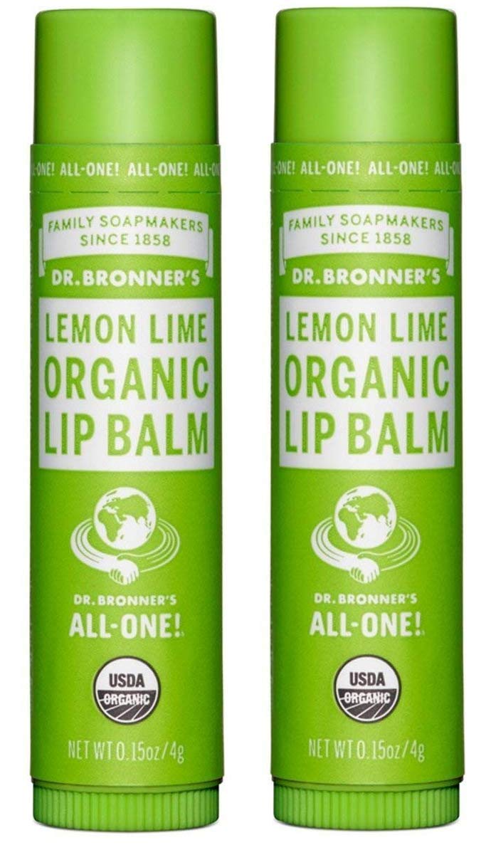 Dr. Bronner's Sun Dog's Organic Lip Balm Lemon Lime – Pack of 2 (0.15 oz each)