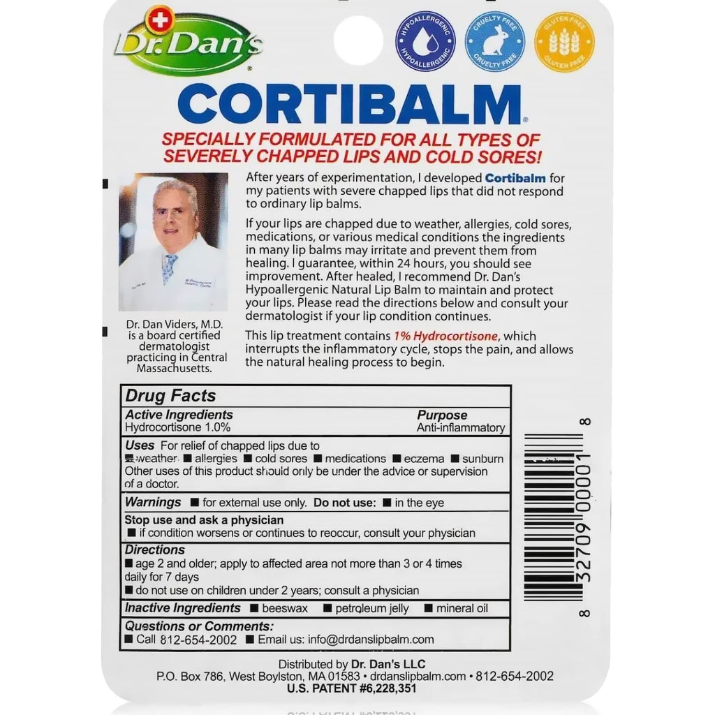 Dr. Dan's Cortibalm - 2 Pack | Healing Lip Balm for Severely Chapped Lips