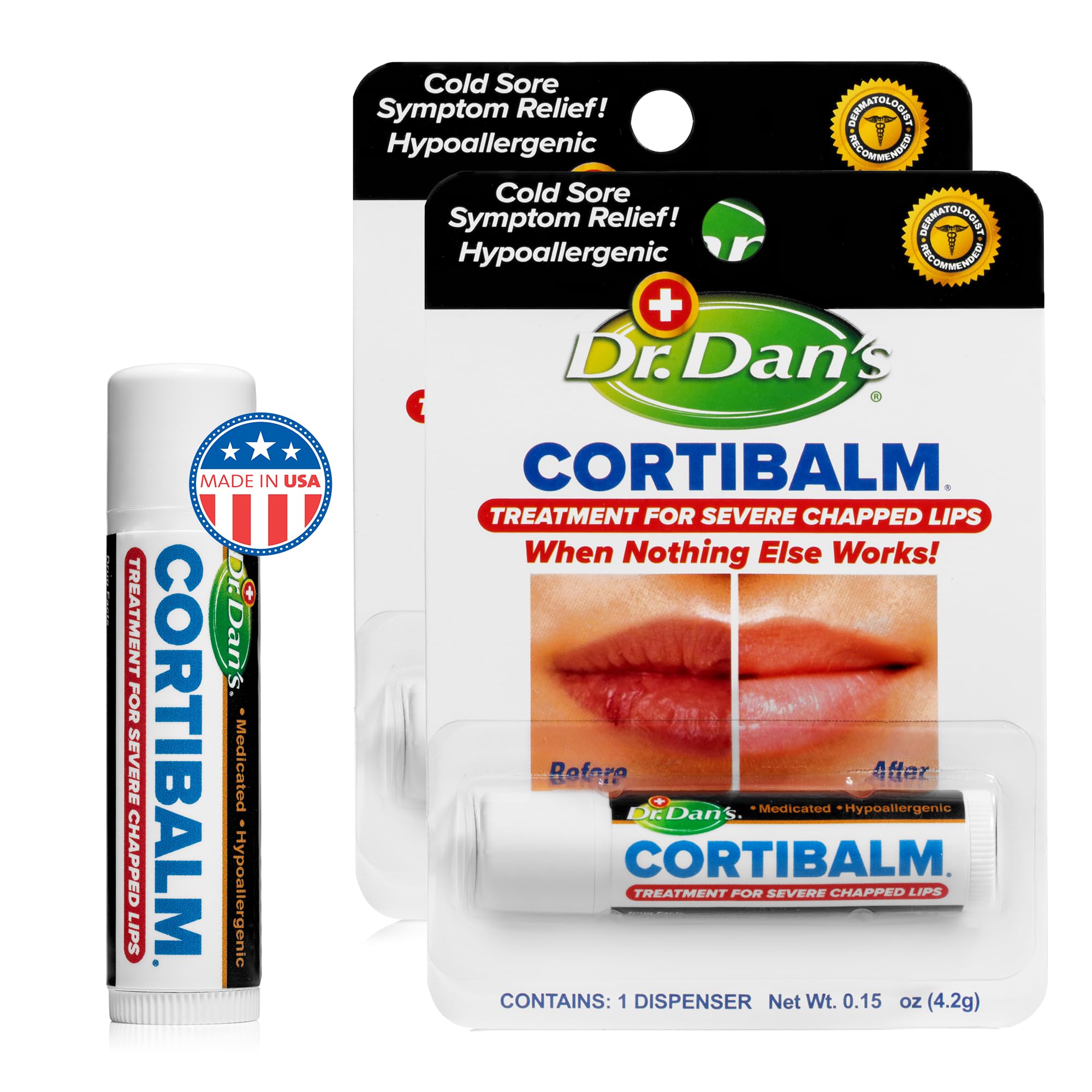 Dr. Dan's Cortibalm - 2 Pack | Healing Lip Balm for Severely Chapped Lips